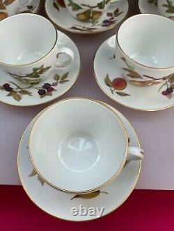 6 x Royal Worcester Evesham Gold Extra Large Breakfast Cups and Saucer Set RARE