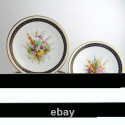 7954 by Royal Worcester C1877 Set 12 Dessert Plates Hand Painted Jeweled Cobalt