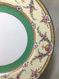 (8) 1927 Royal Worcester'Rosemary' Yellow Green Band 10.5 DINNER PLATES c2931