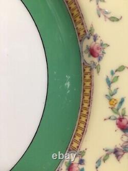 (8) 1927 Royal Worcester'Rosemary' Yellow Green Band 10.5 DINNER PLATES c2931
