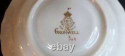 8 Cream Soup & Saucer Sets Royal Worcester Cromwell Pattern Hand Painted Roses