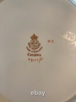 8 pc SET 8.25 Square plates Antique Royal Worcester Cordova Yellow Border RARE