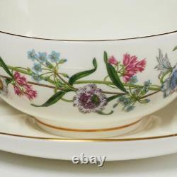 8 pc set Vtg Royal Worcester Fleurette 4 Soup Bowls & 4 Plates Spring Floral A