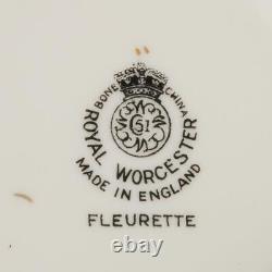 8 pc set of Vtg Royal Worcester Fleurette 4 Cups and 4 Saucers Spring Floral C