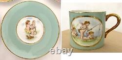 8 set Royal Worcester Demitasse Cups + Saucers with Cupids Cherubs circa 1936