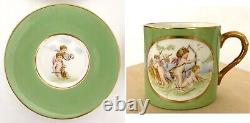 8 set Royal Worcester Demitasse Cups + Saucers with Cupids Cherubs circa 1936