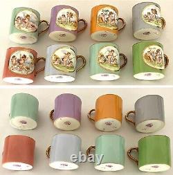 8 set Royal Worcester Demitasse Cups + Saucers with Cupids Cherubs circa 1936