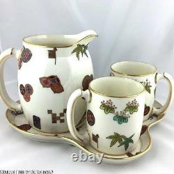 Antique 1880 Royal Worcester Aesthetic Movement Cider Drinking Set Pitcher Mugs
