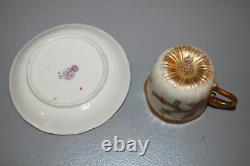 Antique 1887/88 Royal Worcester Blush Ivory Porcelain Demitasse Cup & Saucer Set