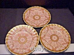 Antique 1887 Royal Worcester Plates Elaborate Red Gilt Gold Pattern Set of 12