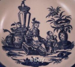 Antique 18thC Worcester Porcelain Blue White Scene Cup & Saucer Porzellan Tasse