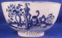 Antique 18thC Worcester Porcelain Blue White Scene Cup & Saucer Porzellan Tasse