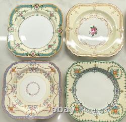 Antique 1930s+ Set of 8 Square Luncheon Plates Royal Worcester & Doulton MINT