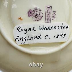 Antique 19th Royal Worcester Hand Painted Tea Cup & Saucer #1564 Embossed Gilt