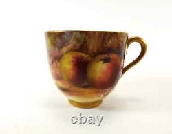 Antique Coffee Cup & Saucer By Royal Worcester Dating 1912/fruit Painted /signed