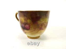 Antique Coffee Cup & Saucer By Royal Worcester Dating 1912/fruit Painted /signed