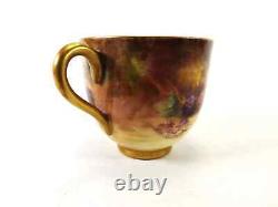 Antique Coffee Cup & Saucer By Royal Worcester Dating 1912/fruit Painted /signed