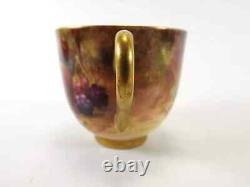 Antique Coffee Cup & Saucer By Royal Worcester Dating 1912/fruit Painted /signed