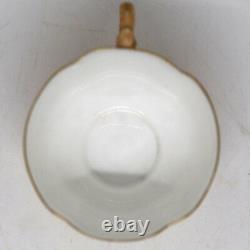 Antique English Royal Worcester Gilt Porcelain Blush Ivory Cup & Saucer c. 1908