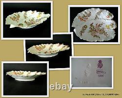 Antique English Royal Worcester HP Gilt Floral Porcelain Dessert Set Plates 19 C