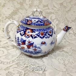Antique, Rare, England, Royal Worcester 4-pc Variant, Gaudy Blue Willow Tea Set