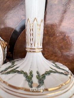 Antique Royal Worcester Candlestick Vanity Dressing Table Set Gilded Lion Mask