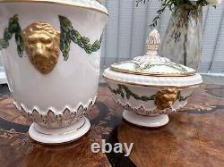 Antique Royal Worcester Candlestick Vanity Dressing Table Set Gilded Lion Mask