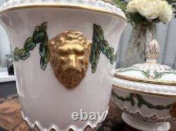 Antique Royal Worcester Candlestick Vanity Dressing Table Set Gilded Lion Mask