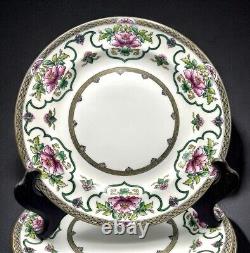 Antique Royal Worcester Chinoiserie Dinner Plates Pink Lotus Set Of 10 #C672