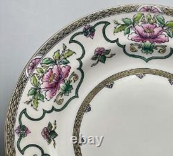 Antique Royal Worcester Chinoiserie Dinner Plates Pink Lotus Set Of 10 #C672