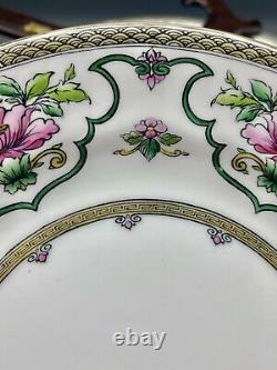 Antique Royal Worcester Chinoiserie Dinner Plates Pink Lotus Set Of 10 #C672