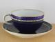 Antique Royal Worcester Cobalt Blue White Jeweled Cabinet Cup Saucer Set 51