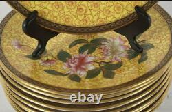 Antique Royal Worcester Dinner Cabinet Plates c1884 Yellow Theodore Starr Set 10