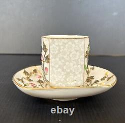 Antique Royal Worcester England Demtiasse Cup & Saucer Set, Japonesque Style