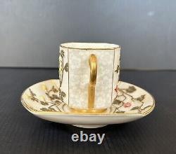 Antique Royal Worcester England Demtiasse Cup & Saucer Set, Japonesque Style