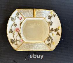 Antique Royal Worcester England Demtiasse Cup & Saucer Set, Japonesque Style