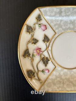 Antique Royal Worcester England Demtiasse Cup & Saucer Set, Japonesque Style