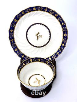 Antique Royal Worcester Fluted Porcelain Cup & Saucer Set