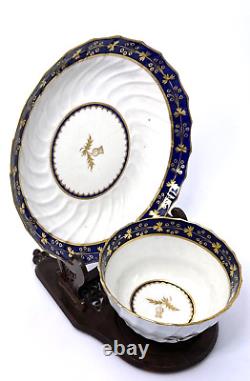 Antique Royal Worcester Fluted Porcelain Cup & Saucer Set