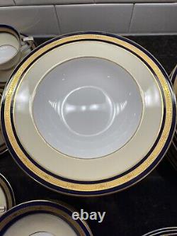 Antique Royal Worcester For Ovington Bros Ny China Set Of 88 Yellow Blue Gold