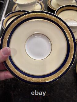 Antique Royal Worcester For Ovington Bros Ny China Set Of 88 Yellow Blue Gold