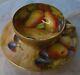 Antique Royal Worcester Hand Painted Fruit Cup and Saucer Signed FHarper England