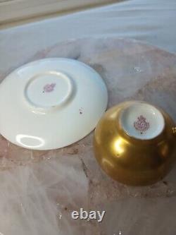 Antique Royal Worcester Hand Painted Fruit Cup and Saucer Signed FHarper England