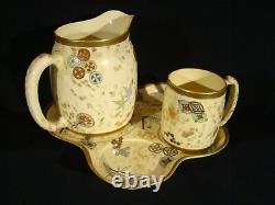 Antique Royal Worcester Hand Painted Japonaiserie Pitcher, Mug & Tray Drink Set