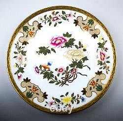 Antique Royal Worcester Hand Painted Peony Floral & Gold Plates England c. 1885