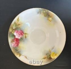 Antique Royal Worcester Hand Painted Roses Cup & Saucer Trio Set