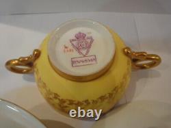 Antique Royal Worcester lidded soup bowl set, Hand Painted Gold Gilding