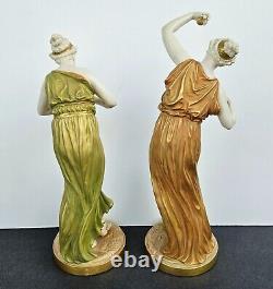 Antique Royal Worcester pair Greek Musicans Figurines 1900s by James Hadley