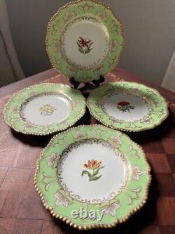 Antique Set of 4 Royal Worcester Flight Barr & Barr Cabinet Flower Plates