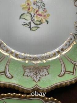 Antique Set of 4 Royal Worcester Flight Barr & Barr Cabinet Flower Plates